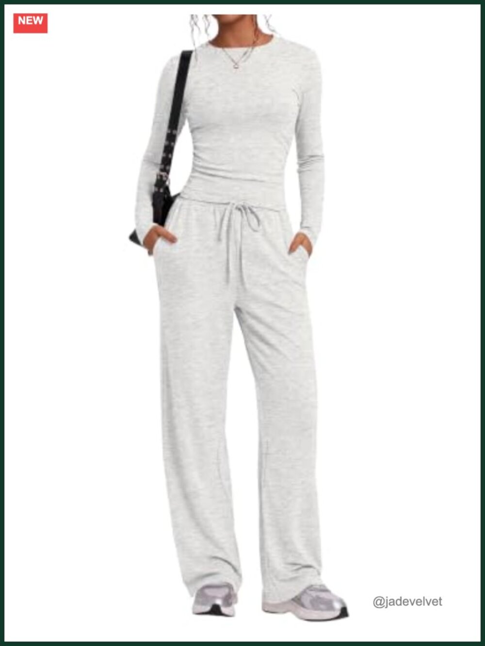 2 Piece Lounge Set Wide Leg Pants Matching Long Sleeve Top Pajama Set